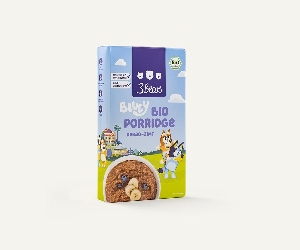 3Bears Bluey Organic Porridge - Cocoa-Cinnamon, developed in collaboration with Bluey, no refined sugar and additives
