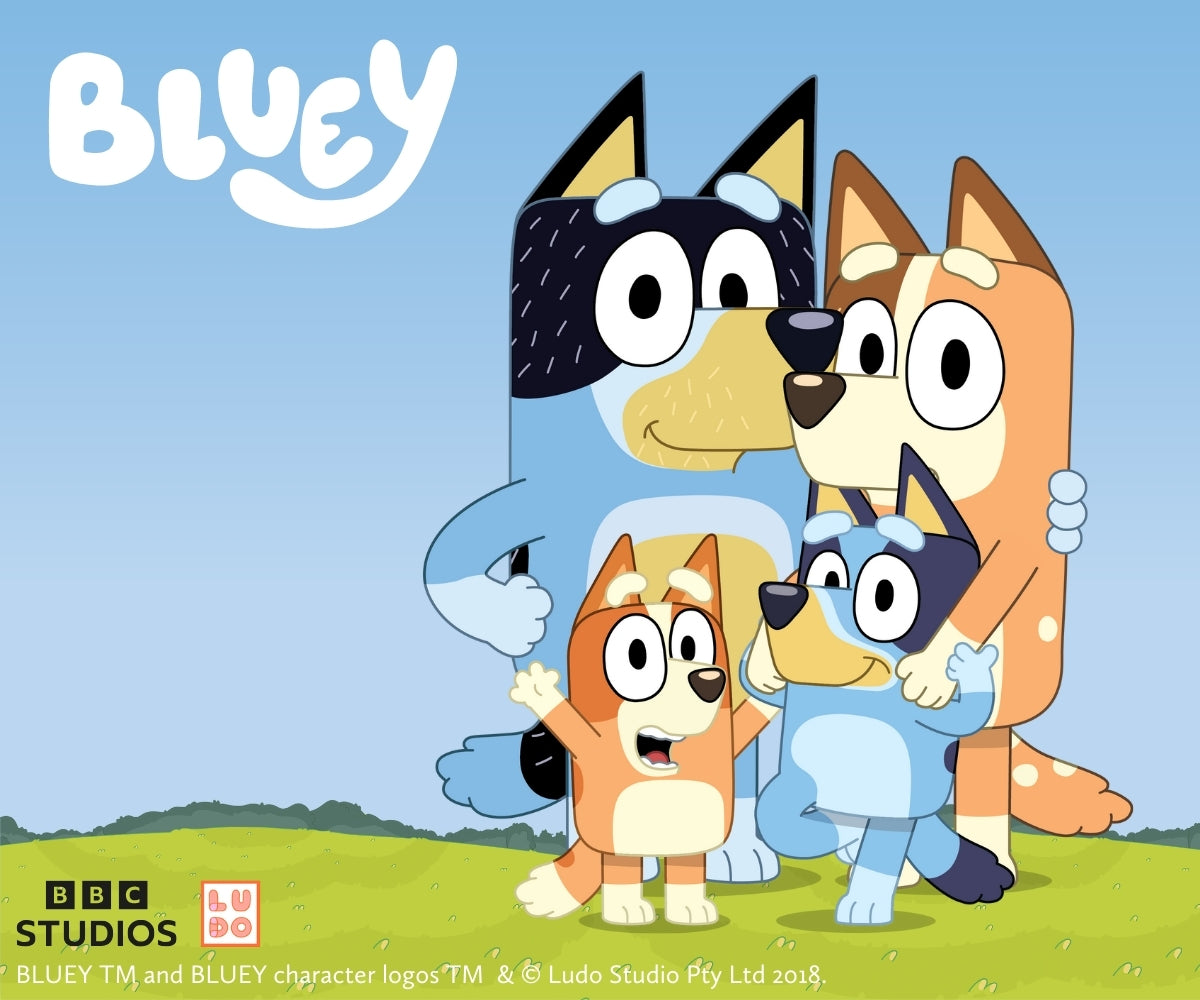 Bluey family with Bluey, Bingo, Chilli and Bandit