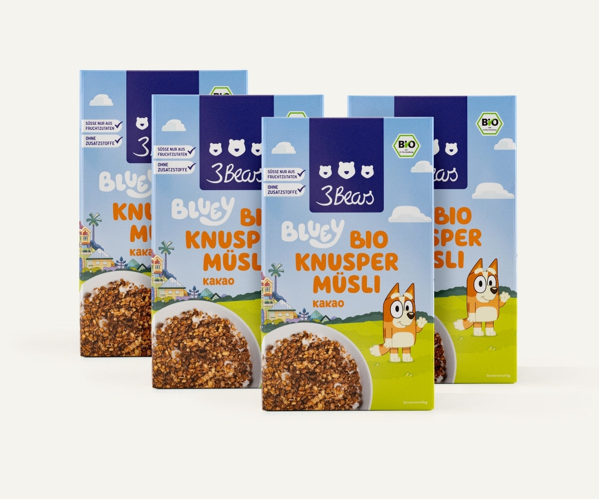 3Bears Bluey Organic Crunchy Muesli - Cocoa, 4 x 325g Set