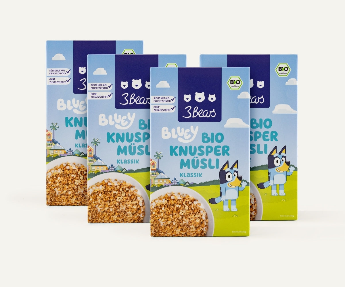 3Bears Bluey Organic Crunchy Muesli - Classic, 4 x 325g Set