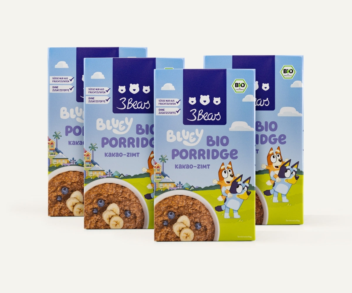 3Bears Bluey Organic Porridge – Cocoa-Cinnamon, 4 x 400g Set