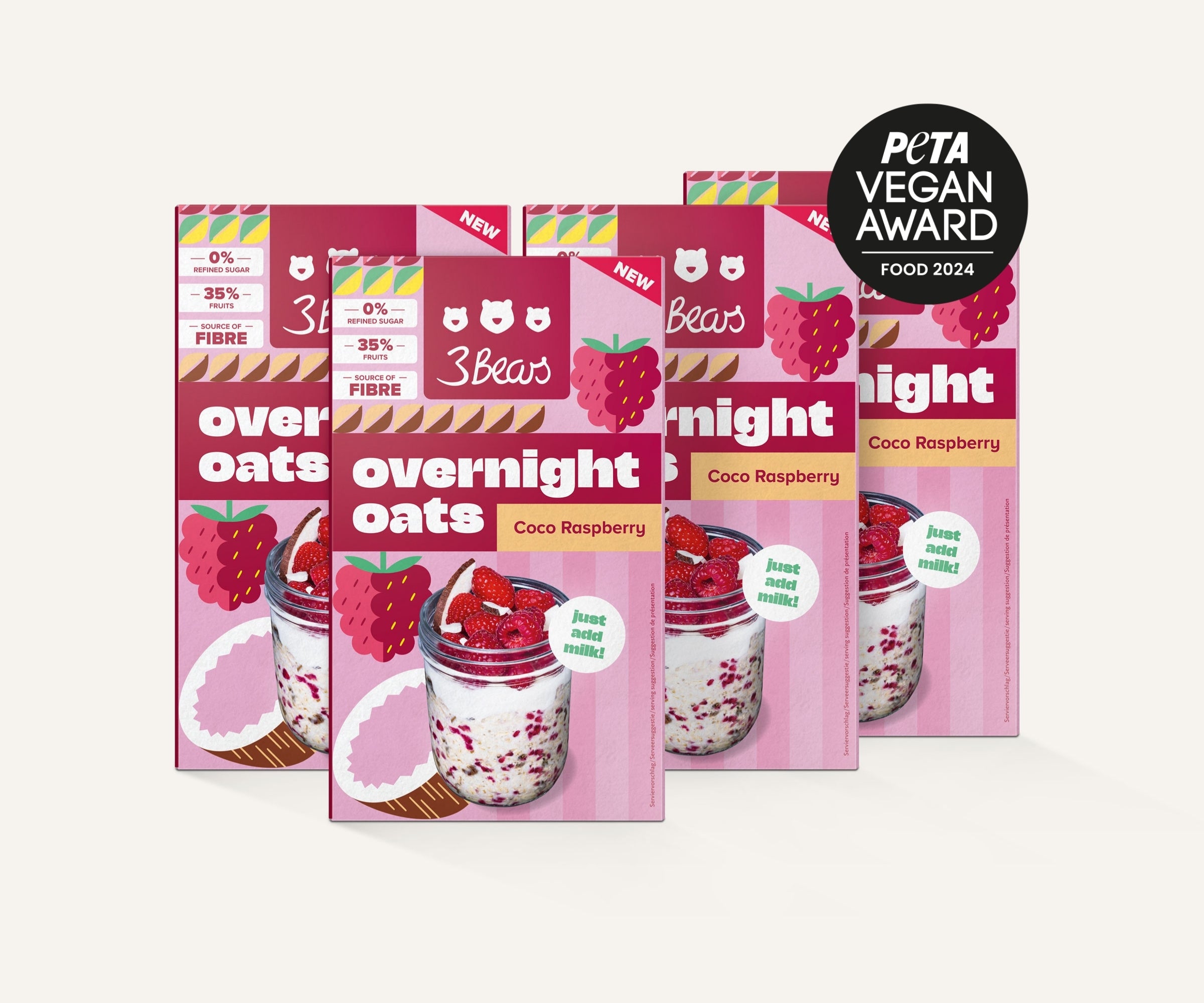 Overnight Oats – Coco Raspberry, 4 x 400g Set