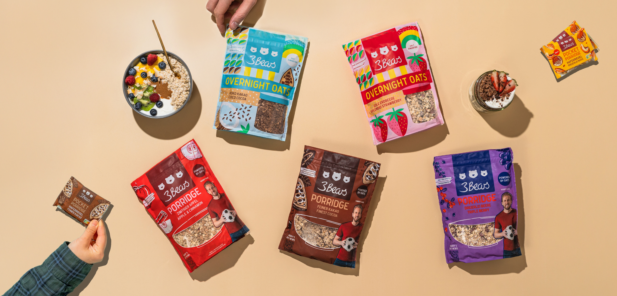 3Bears Overnight Oats, Porridge, Granola, Haferriegel & Zubehör