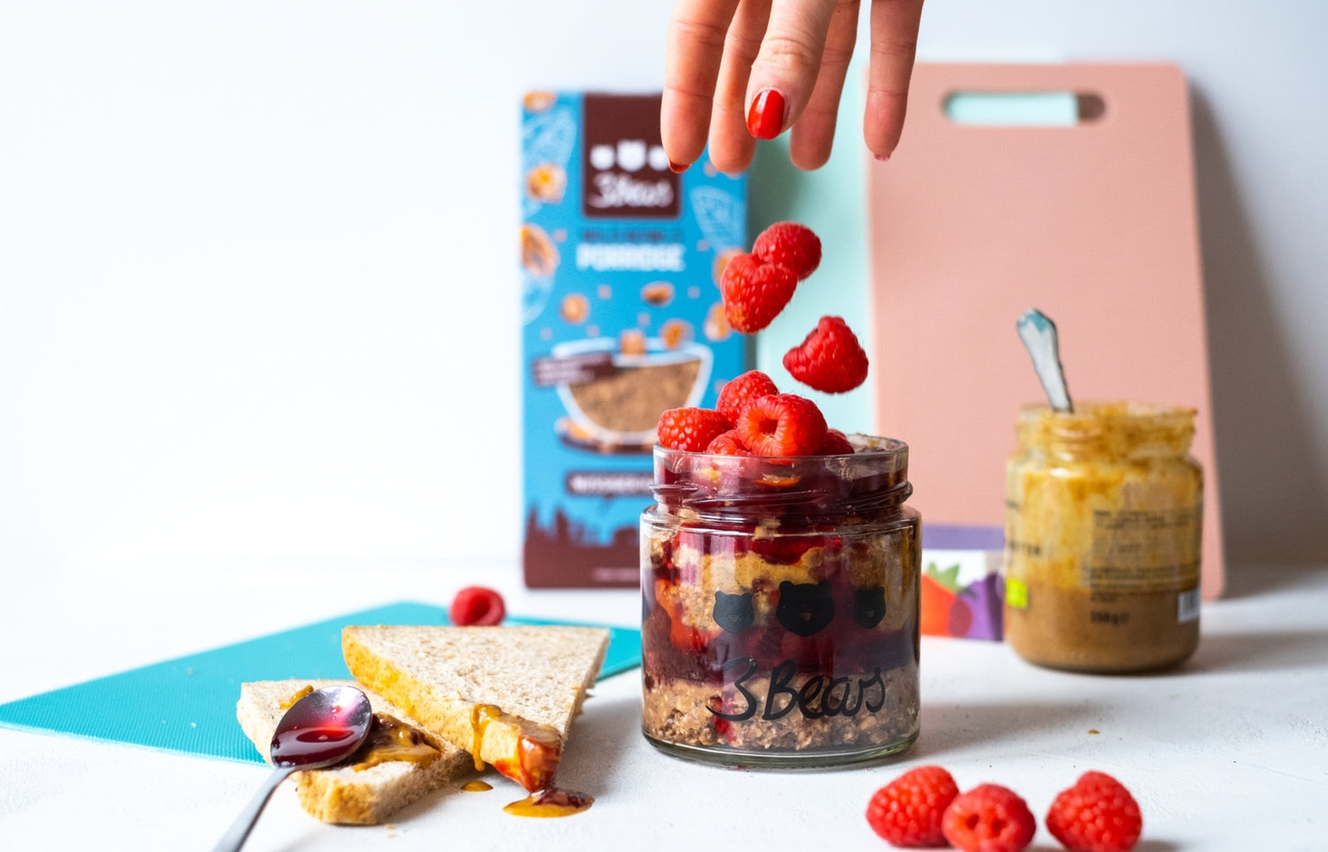 Erdnussbutter Himbeeren Overnight Oats